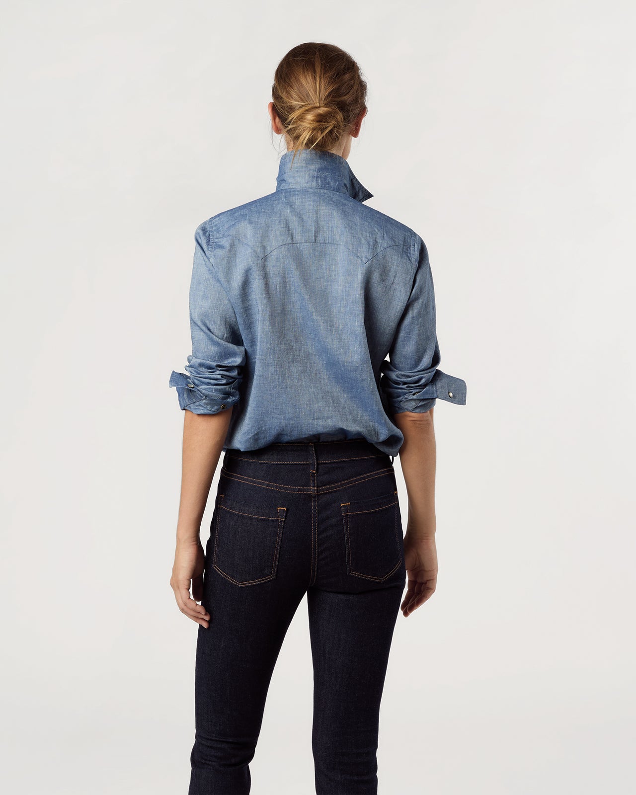Western Shirt in Indigo Cotolino Chambray