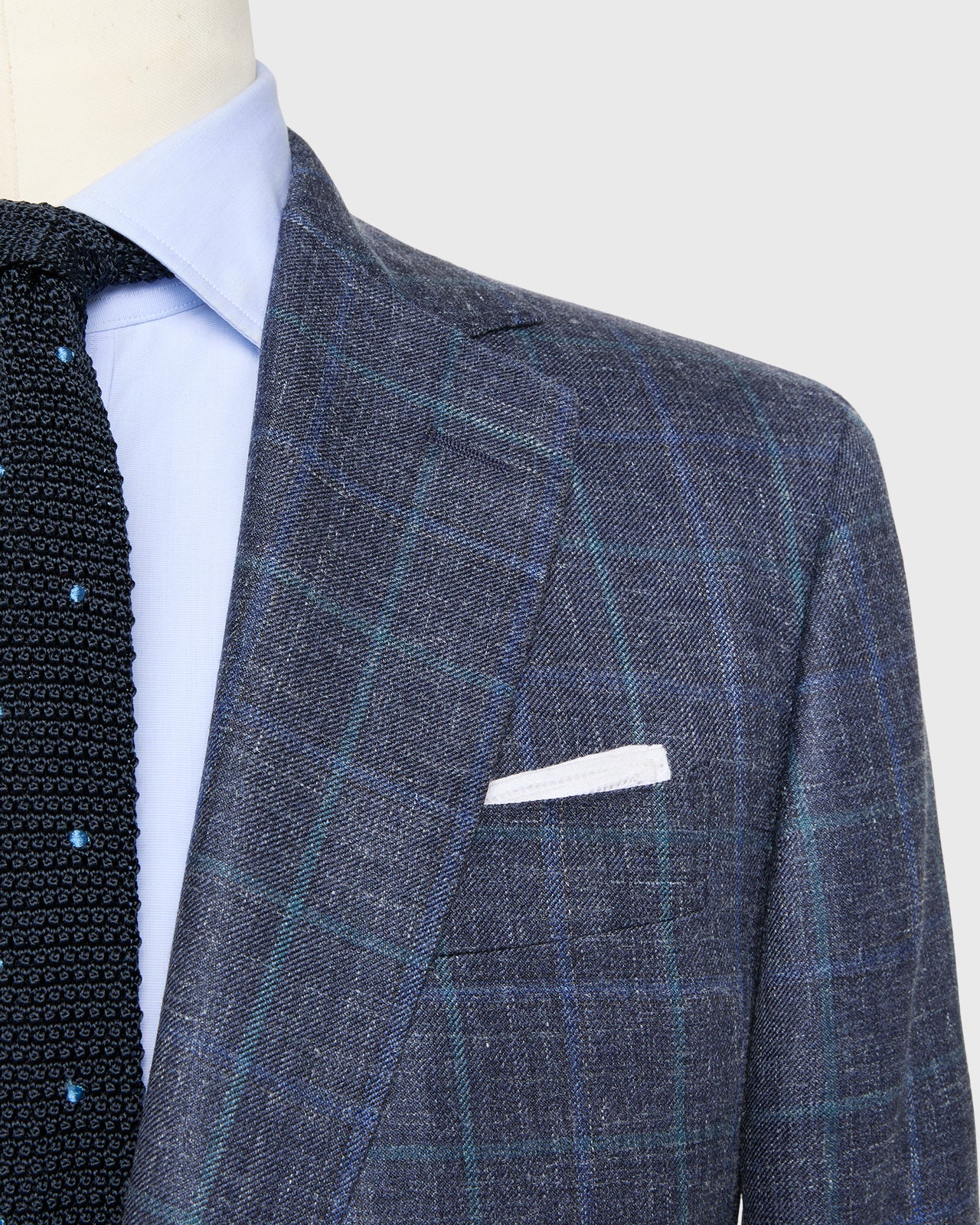 Virgil No. 2 Jacket in Navy/Blue/Aegean Windowpane Twill