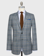 Load image into Gallery viewer, Virgil No. 4 Jacket in Navy/Tan/Bone Plaid Brushed Sharkskin
