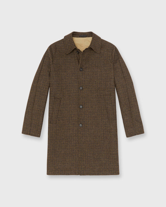 Reversible Traveler's Trench in Peat/Espresso/Khaki Houndstooth Tweed