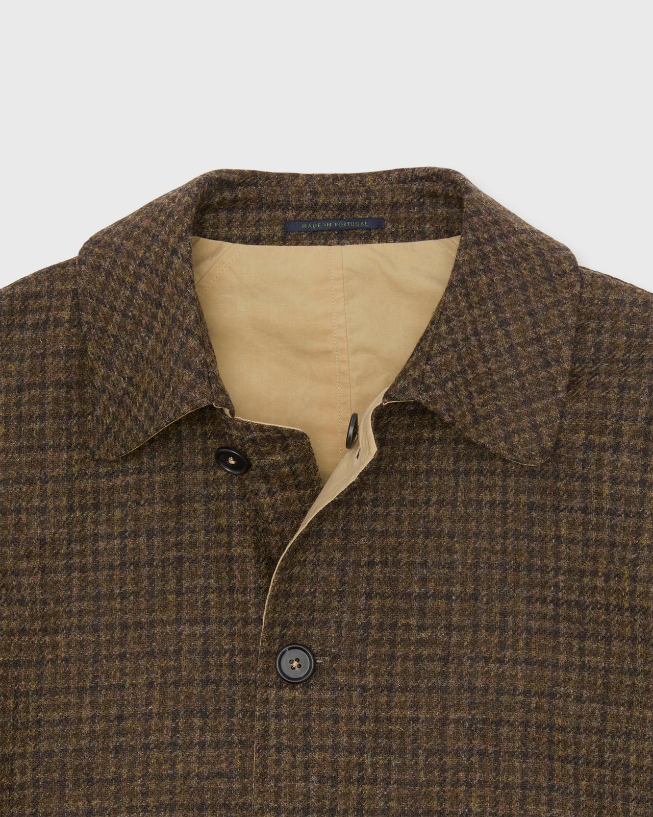 Reversible Traveler's Trench in Peat/Espresso/Khaki Houndstooth Tweed