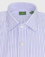 Load image into Gallery viewer, Spread Collar Dress Shirt in Lavender/Sky Stripe Poplin
