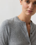 Load image into Gallery viewer, Rosie Cardigan in Mid Heather Grey Cashmere
