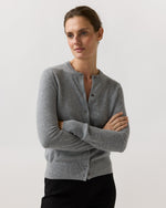 Load image into Gallery viewer, Rosie Cardigan in Mid Heather Grey Cashmere
