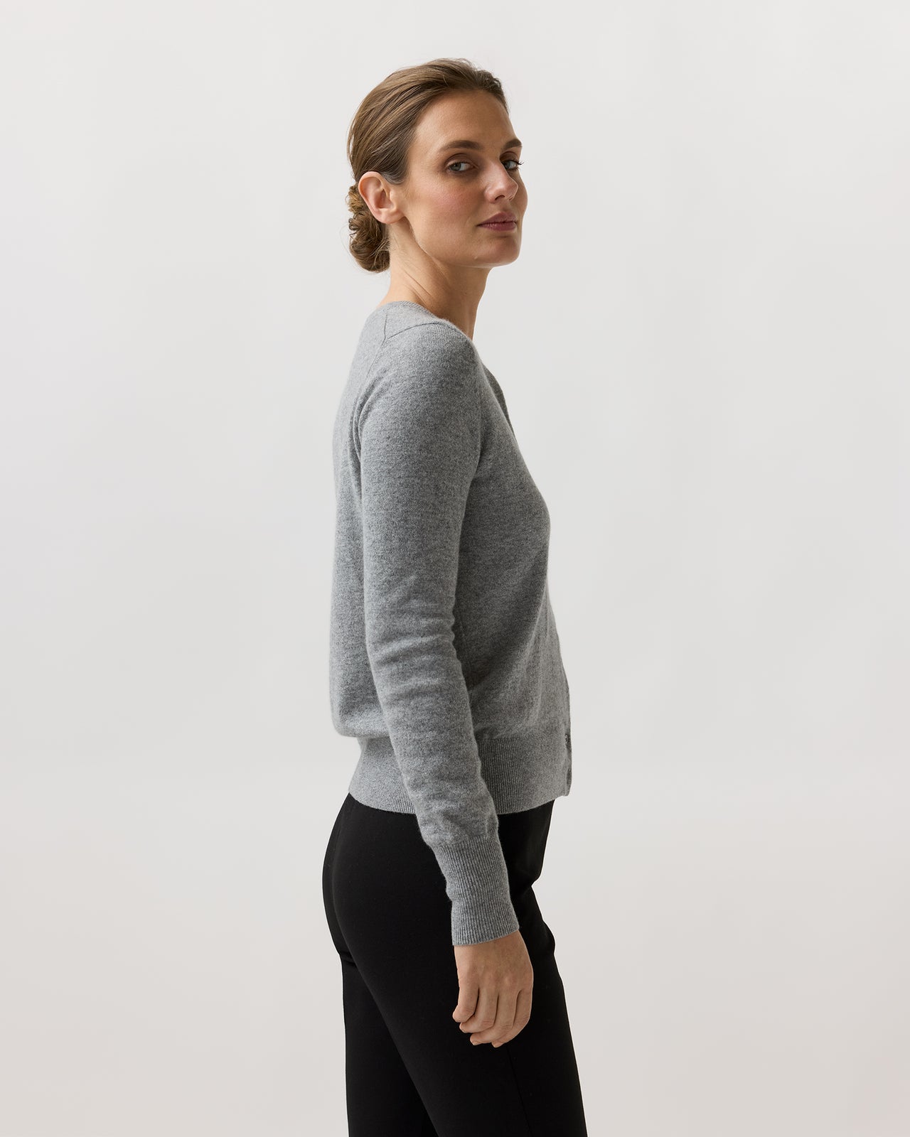 Rosie Cardigan in Mid Heather Grey Cashmere