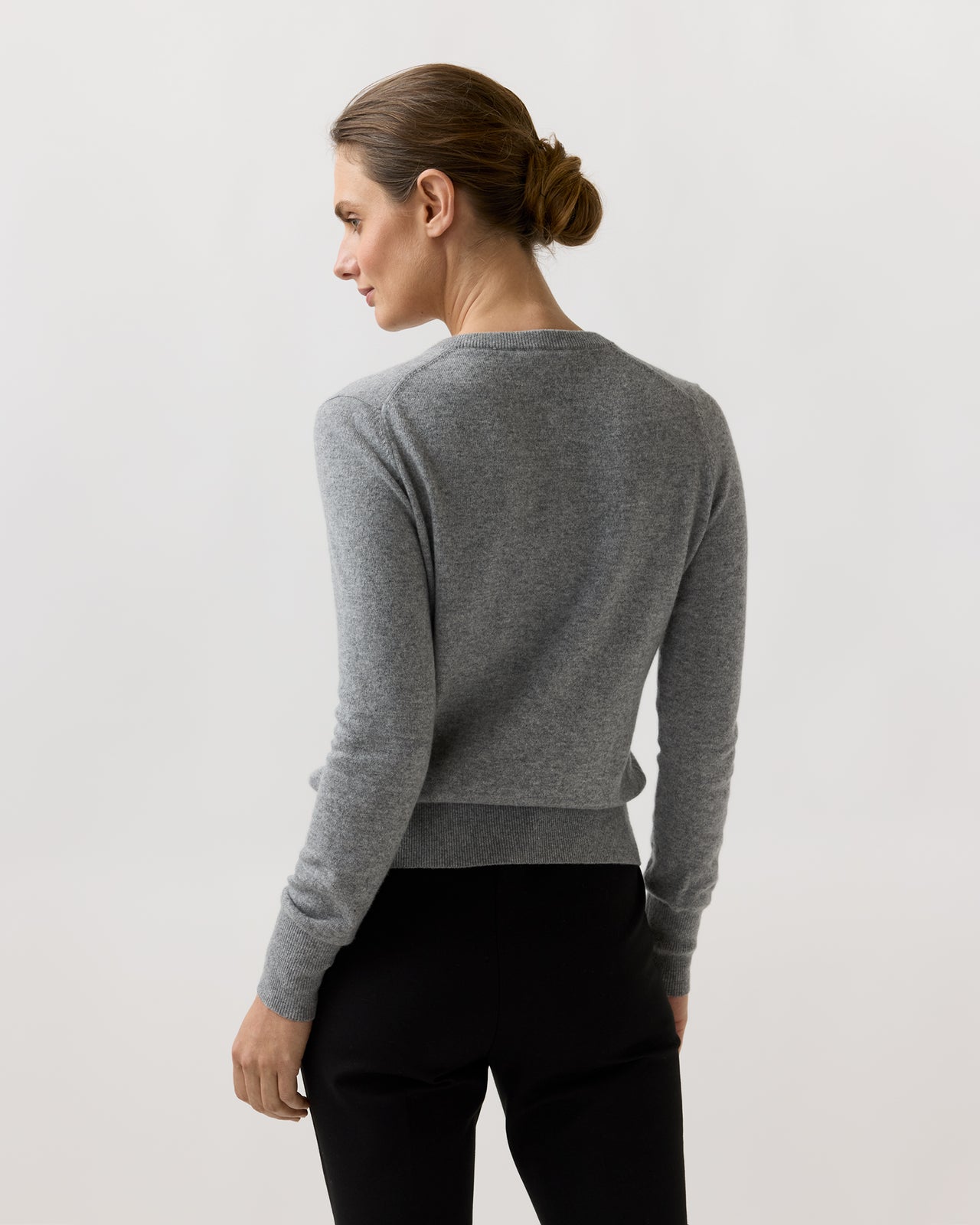 Rosie Cardigan in Mid Heather Grey Cashmere