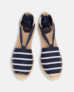 Load image into Gallery viewer, Pia High Espadrille in Navy/White Stripe Canvas

