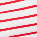 Long-Sleeved Boatneck Tee in White/Red Stripe Pima Cotton