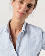 Load image into Gallery viewer, Schoolgirl Shirt in Blue University Stripe Oxford
