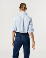Load image into Gallery viewer, Schoolgirl Shirt in Blue University Stripe Oxford
