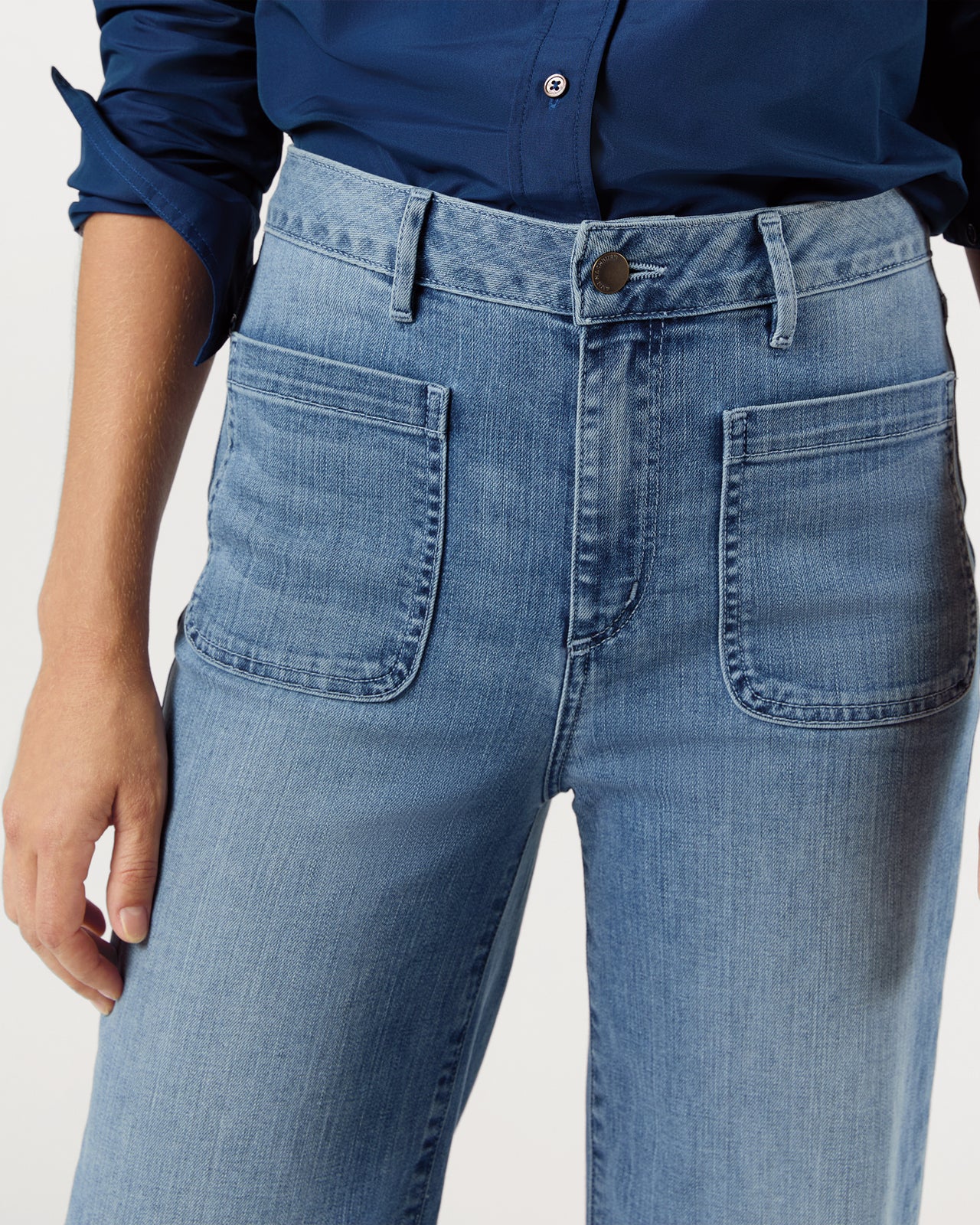Coco Patch Pocket Jean in 7-Year Indigo Stretch Denim