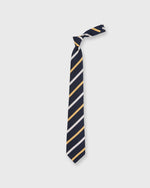 Load image into Gallery viewer, Silk/Cotton Mogador Tie in Navy/Bone/Yellow Stripe
