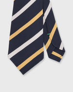 Load image into Gallery viewer, Silk/Cotton Mogador Tie in Navy/Bone/Yellow Stripe
