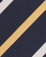 Load image into Gallery viewer, Silk/Cotton Mogador Tie in Navy/Bone/Yellow Stripe
