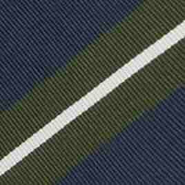Silk/Cotton Mogador Tie in Navy/Green/Bone Stripe