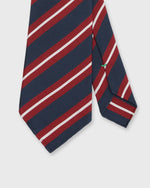 Load image into Gallery viewer, Silk/Cotton Mogador Tie in Navy/Red/Bone Stripe
