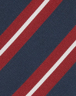 Load image into Gallery viewer, Silk/Cotton Mogador Tie in Navy/Red/Bone Stripe
