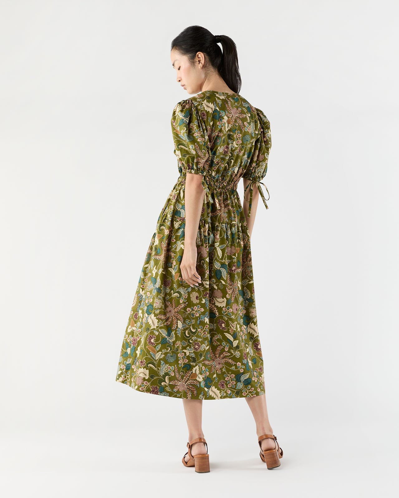 Adriana Short Sleeve Midi Dress in Lichen