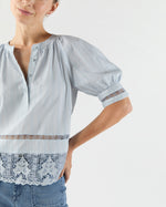 Load image into Gallery viewer, Faye Puff Sleeve Blouse in Celeste
