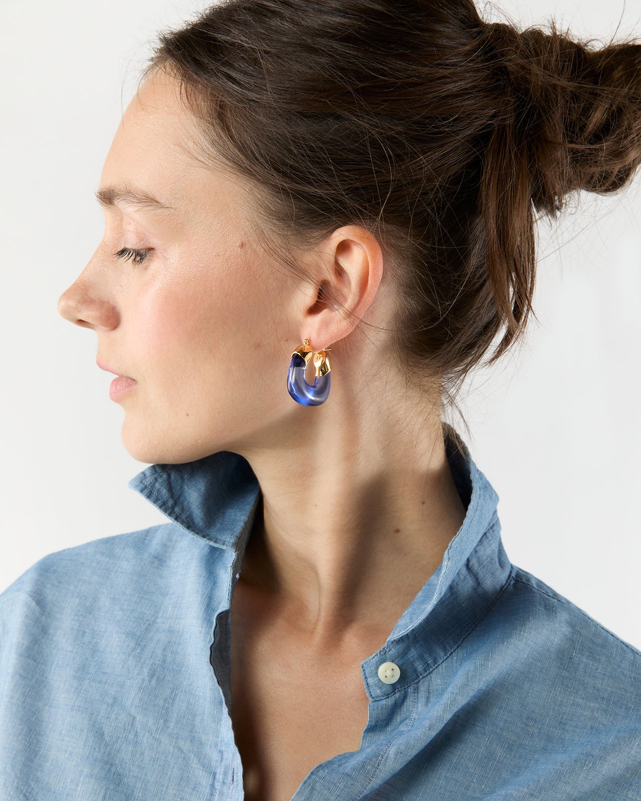 Mini Organic Hoop Earrings in Electric