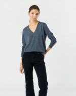 Load image into Gallery viewer, Kate V-Neck Sweater in Airforce Blue Escorial Wool
