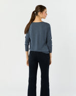 Load image into Gallery viewer, Kate V-Neck Sweater in Airforce Blue Escorial Wool

