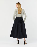 Load image into Gallery viewer, Adah Pintuck Skirt in Navy Paperweight Stretch Poplin
