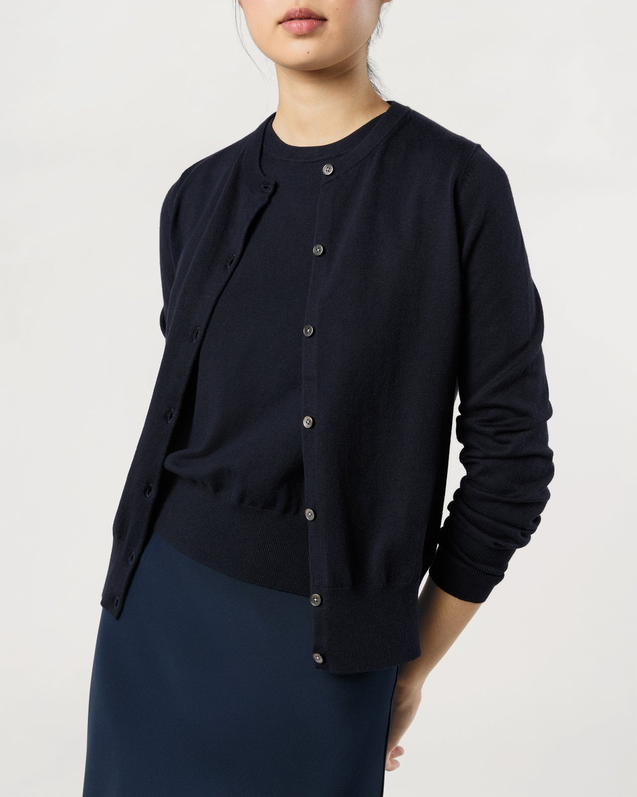 Rosie Shell in Deep Navy Cotton/Silk