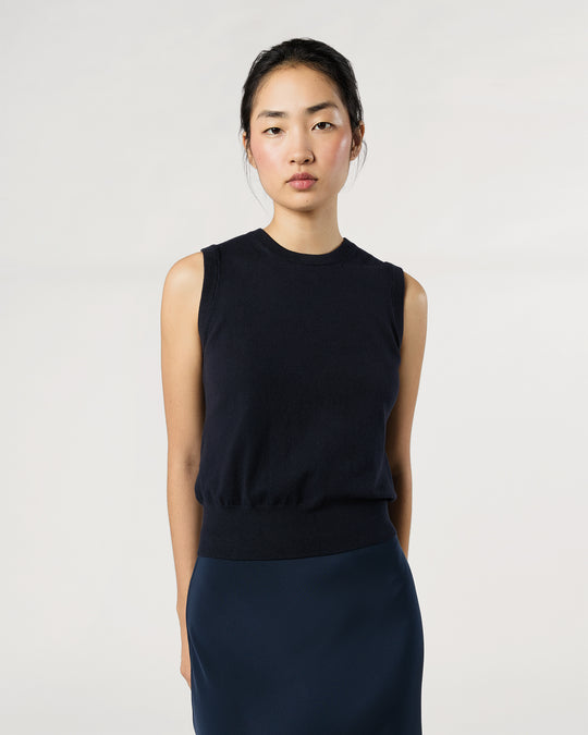 Rosie Shell in Deep Navy Cotton/Silk
