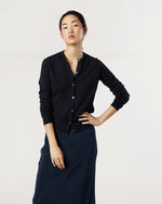 Load image into Gallery viewer, Rosie Cardigan in Deep Navy Cotton/Silk
