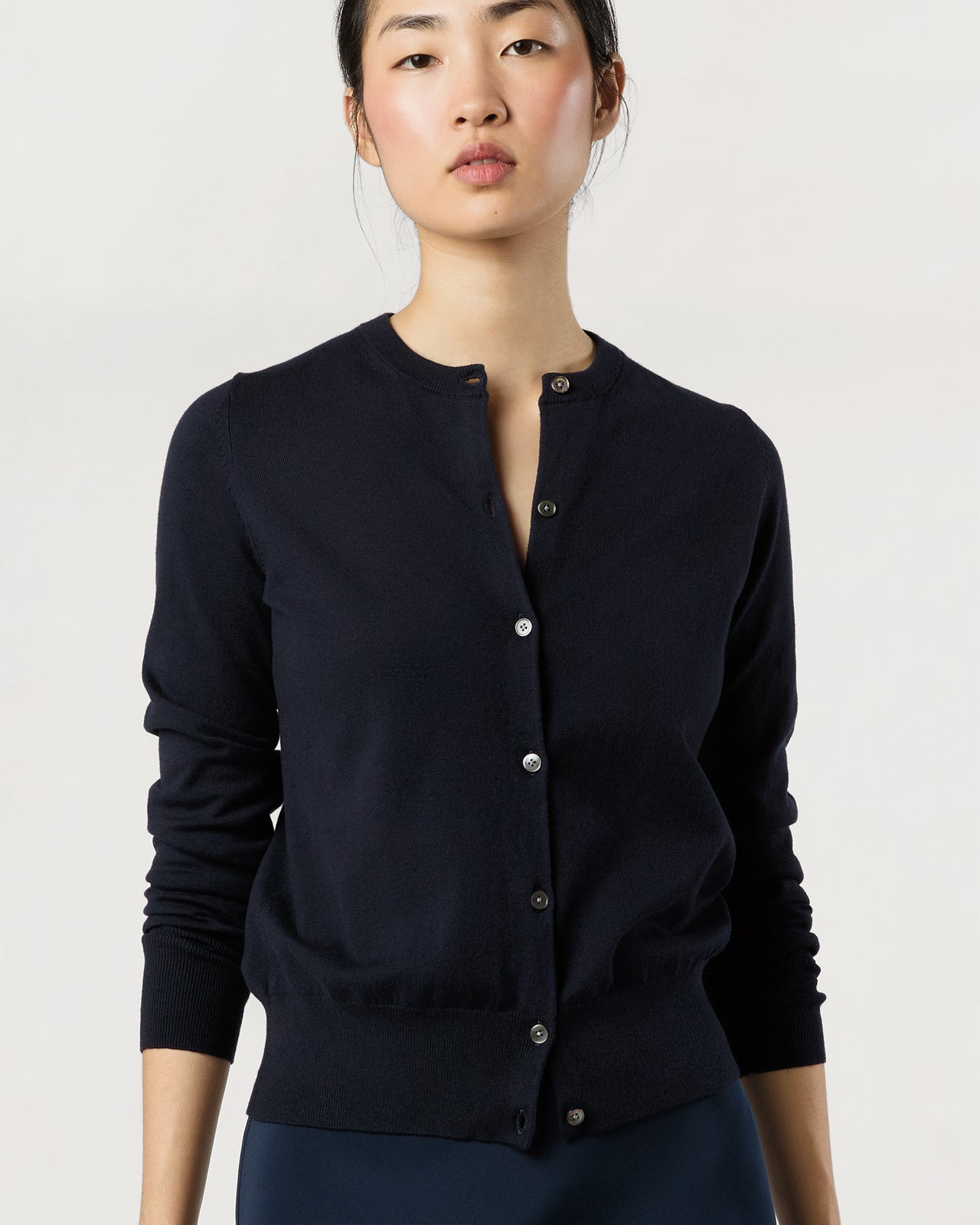 Rosie Cardigan in Deep Navy Cotton/Silk