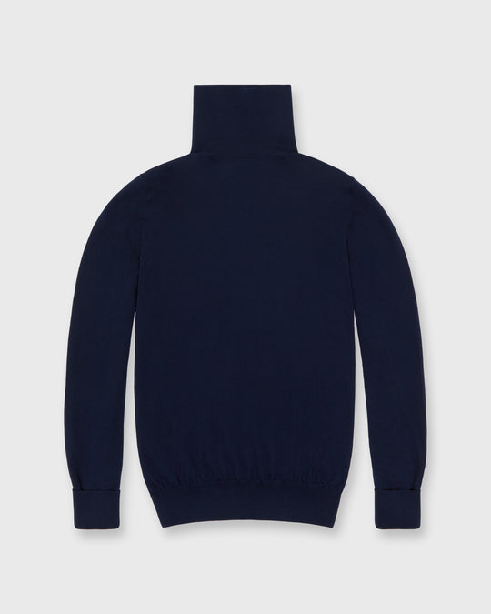 Fine-Gauge Turtleneck Sweater in Navy Escorial Wool