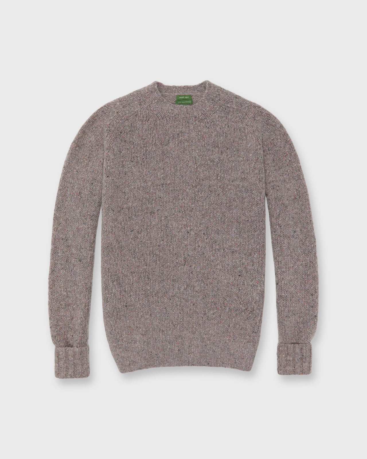 Hand-Knit Luxe Crewneck Sweater in Mist Cashmere