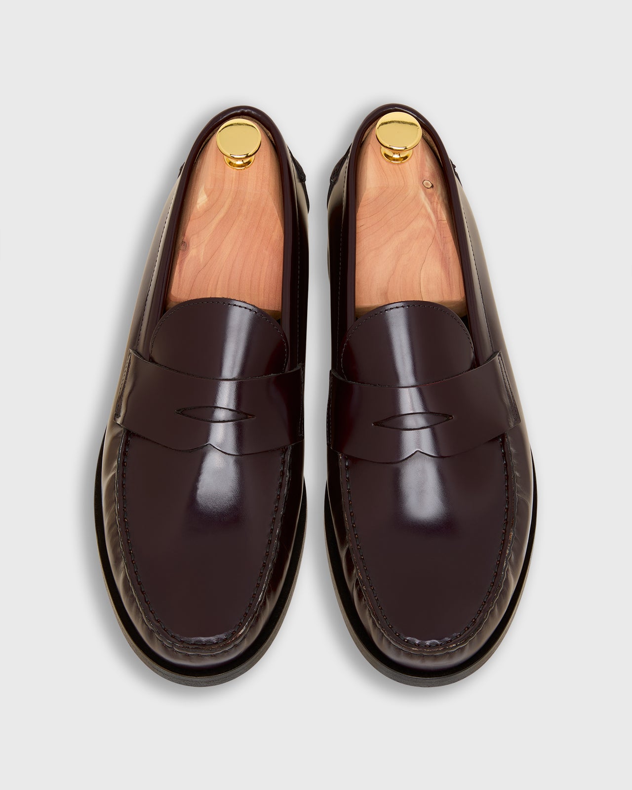 Handsewn Penny Loafer in Burgundy Spazzolato Calf