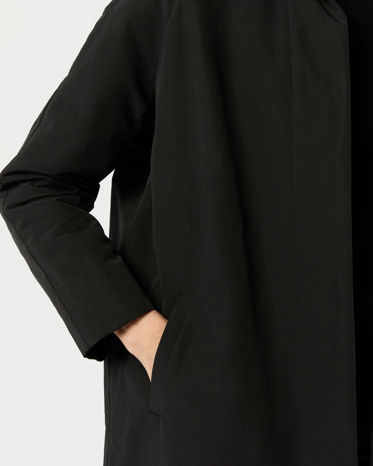 Agatha Cashpad Coat in Black Cotton/Nylon Faille
