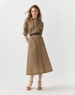 Load image into Gallery viewer, Charlie Shirtwaist Dress in Tobacco/Ivory Gingham Crinkle Cotton
