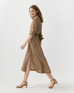 Load image into Gallery viewer, Charlie Shirtwaist Dress in Tobacco/Ivory Gingham Crinkle Cotton
