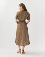 Load image into Gallery viewer, Charlie Shirtwaist Dress in Tobacco/Ivory Gingham Crinkle Cotton
