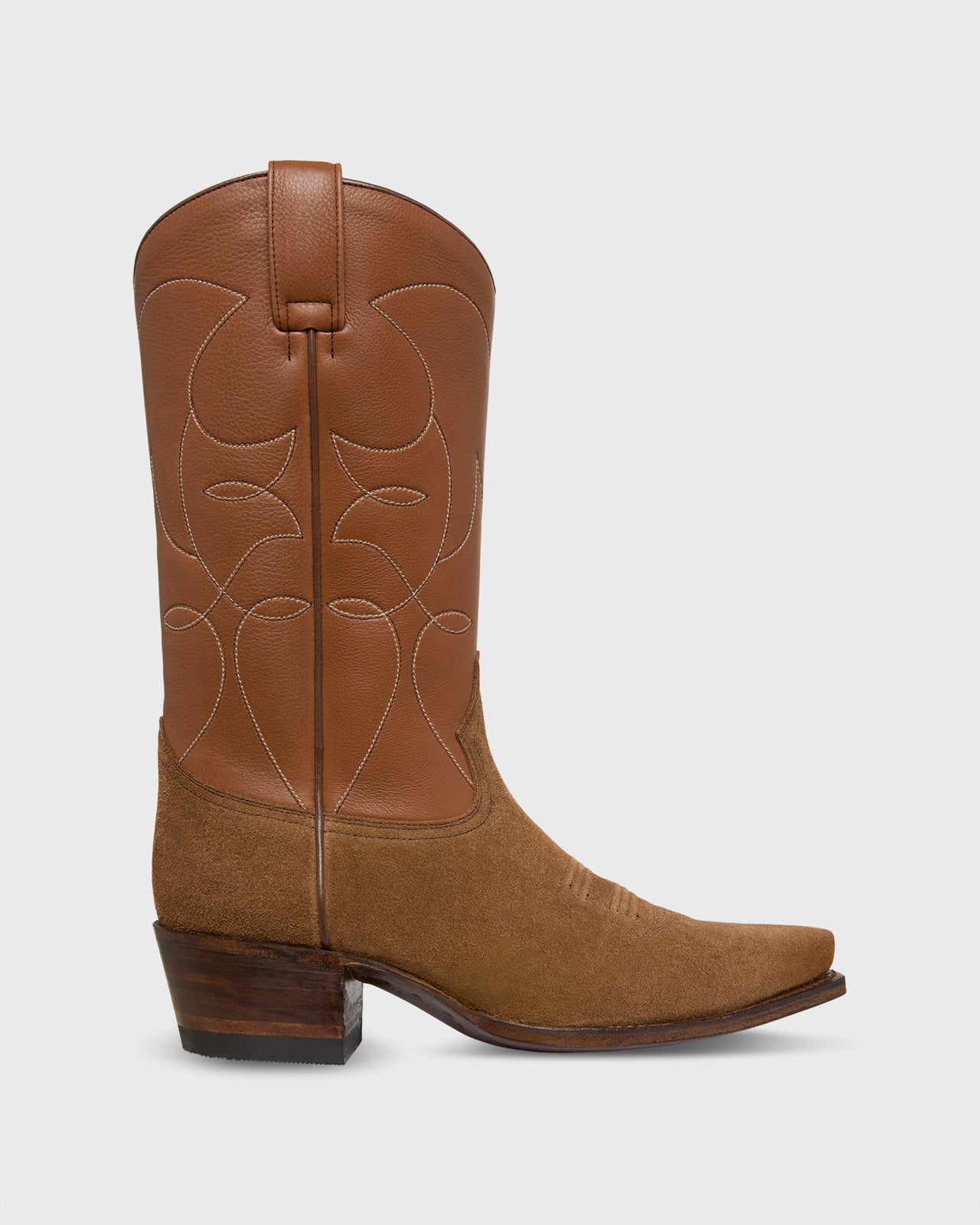 Tammy Cowboy Boot in Tobacco Leather/Cigar Suede