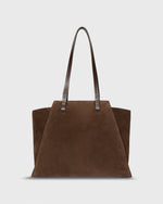 Load image into Gallery viewer, Evie Tote in Dark Brown Suede/Leather
