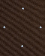 Load image into Gallery viewer, Silk Woven Tie in Brown/Sky Dot
