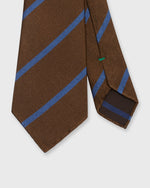Load image into Gallery viewer, Silk Woven Tie in Brown/Blue Bar Stripe

