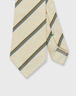Load image into Gallery viewer, Silk Woven Tie in Bone/Blue/Green Multi Stripe
