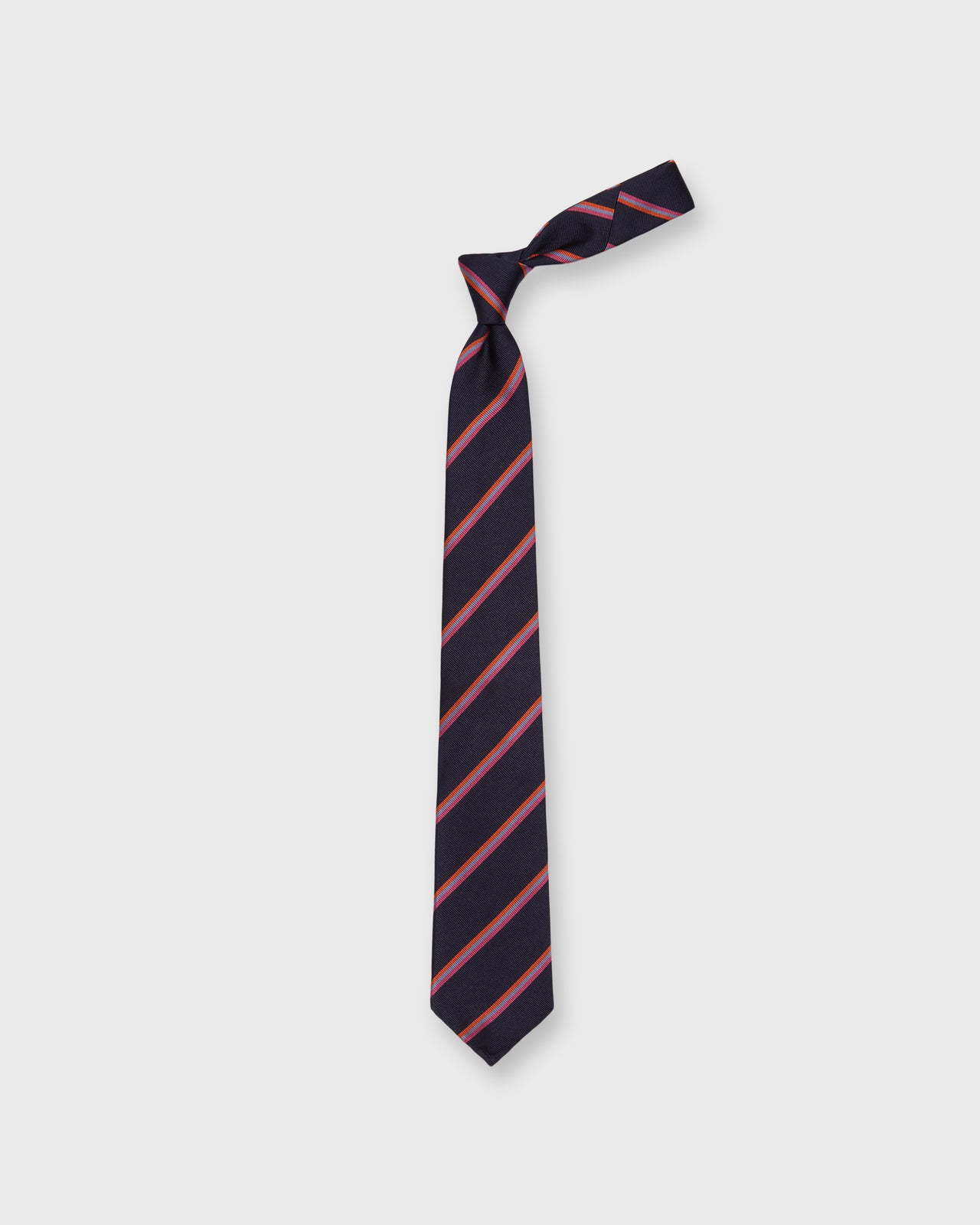 Silk Woven Tie in Navy/Orange/Peri Multi Stripe