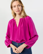 Load image into Gallery viewer, Ariana Blouse in Magenta Silk Crepe de Chine
