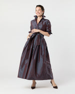 Load image into Gallery viewer, Classic Shirtwaist Maxi Dress in Mini Macbeth Tartan Iridescent Silk Shantung
