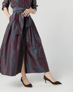 Load image into Gallery viewer, Classic Shirtwaist Maxi Dress in Mini Macbeth Tartan Iridescent Silk Shantung
