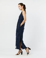 Load image into Gallery viewer, Susy Shift Maxi Dress in Navy Ribbon Embroidery
