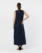 Load image into Gallery viewer, Susy Shift Maxi Dress in Navy Ribbon Embroidery
