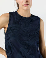 Load image into Gallery viewer, Susy Shift Maxi Dress in Navy Ribbon Embroidery
